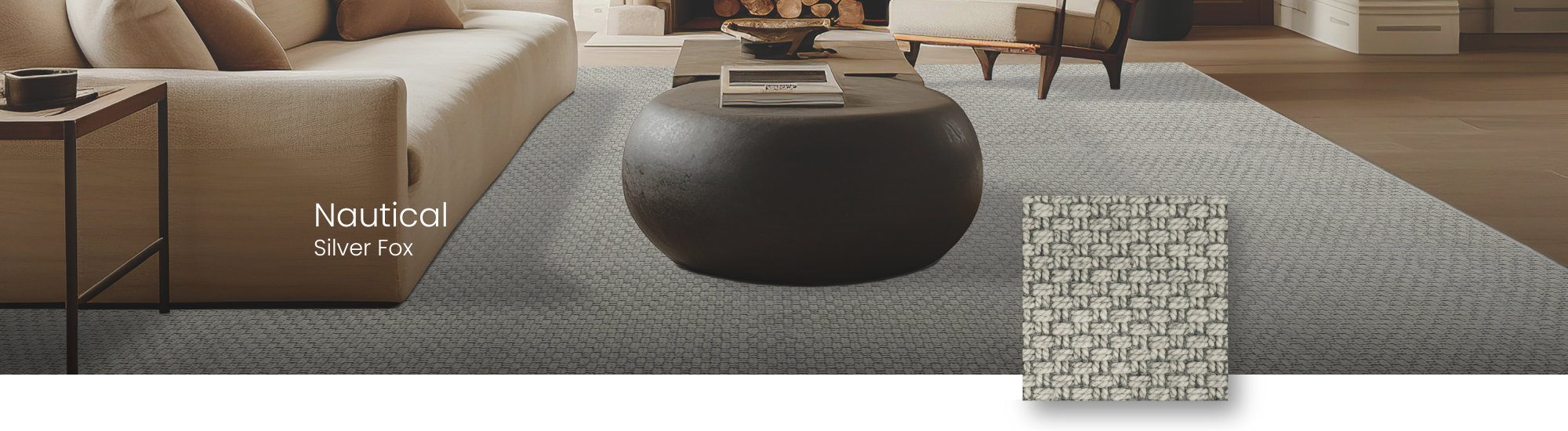 Karastan promotion featuring Silver carpet in a luxury living room