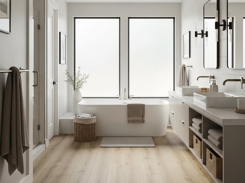 Luxury vinyl flooring in a bathroom